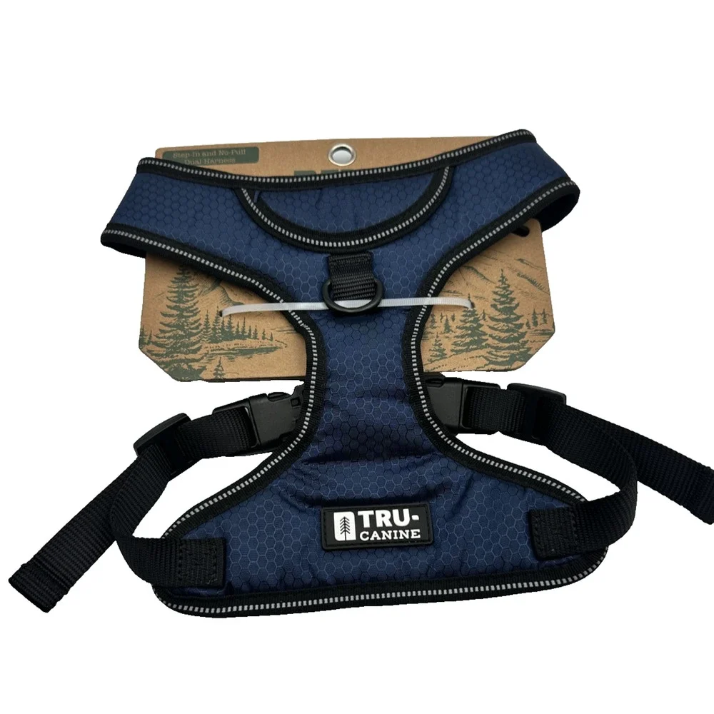 Tru-Canine Designer Step-In No Pull Dual Harness Size: L Choose Black/ Navy Blue